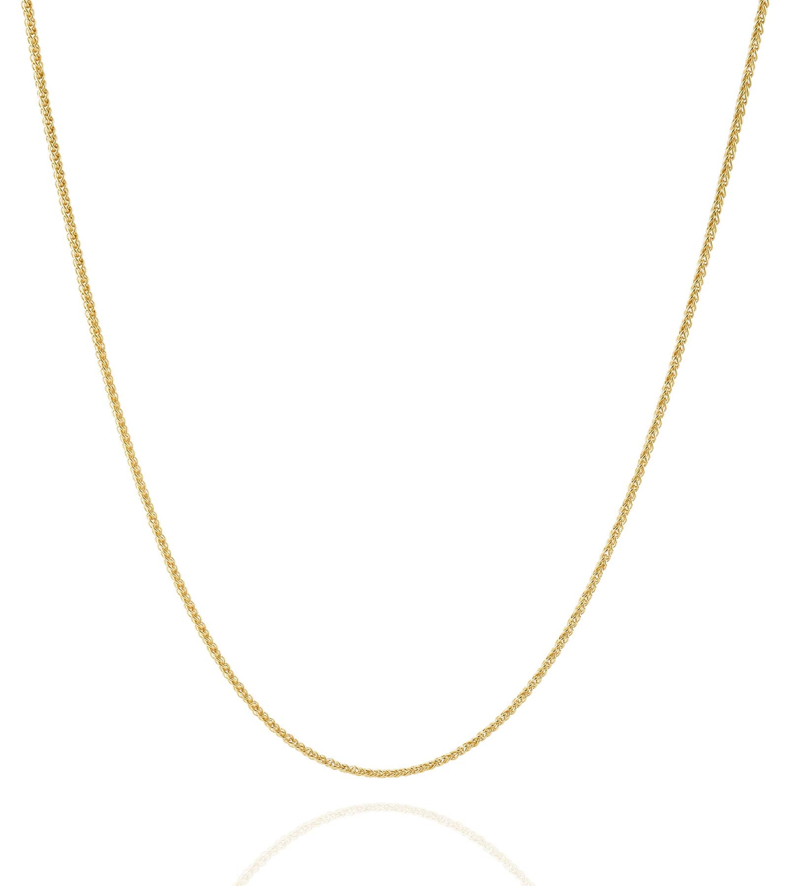 Jewelry Atelier Gold Chain Necklace Collection - 14K Solid Yellow Gold Filled Round Wheat/Palm Chain Necklaces for Women and Men with Different Sizes (2.5mm or 3.2mm)