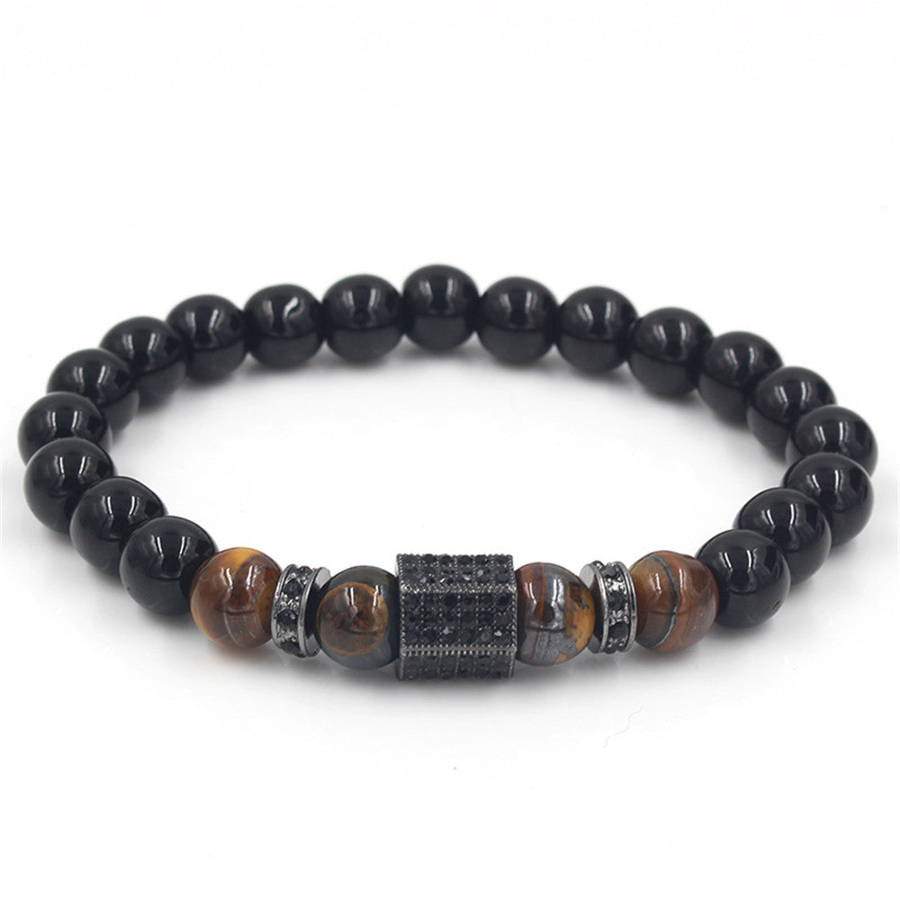 Black Diamond Tiger Eye Bead Bracelet for Men | Natural Stone Men's Jewelry