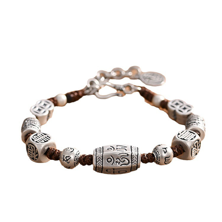 Vintage Six-Character Mantra Bracelet for Men | Buddhist Spiritual Jewelry